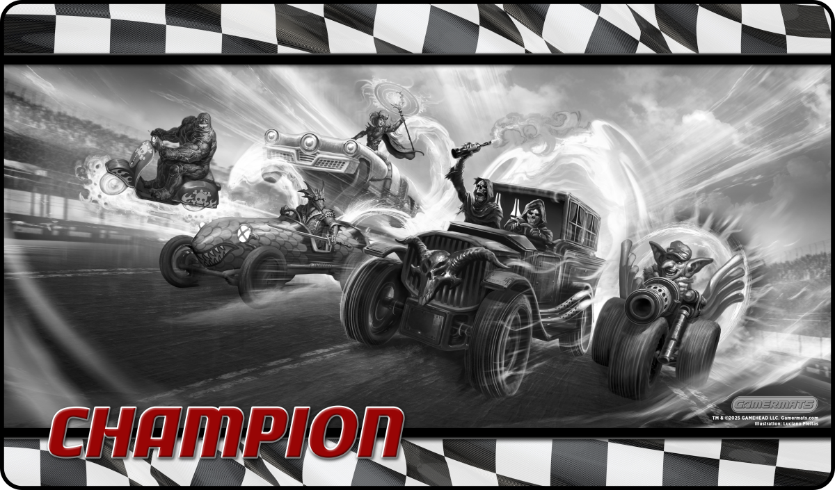 4 x Champion (Black & White) - Black Stitched Playmats (14"x24") - Aetherdrift Prerelease