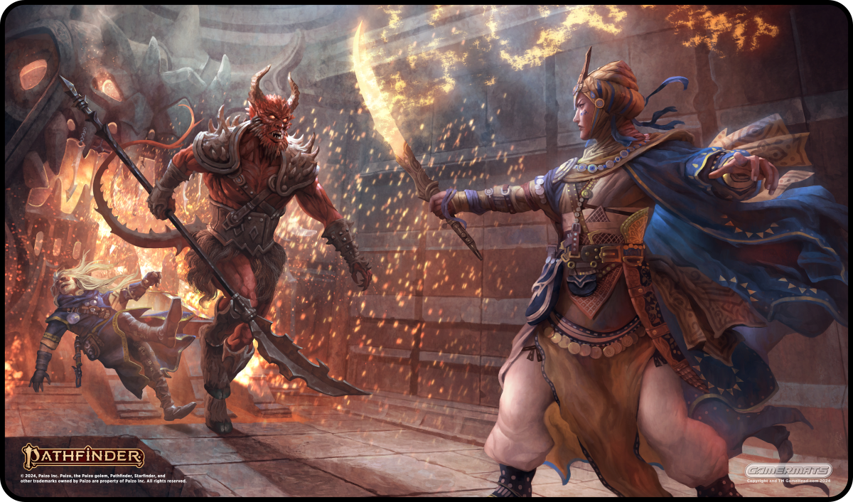 Kyra vs Barbazu Drill Sergeant - Pathfinder Playmat