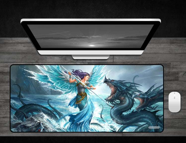 Aquatic Angel - Deskmat Premium Black Stitched - 32" x 14" x 1/8"