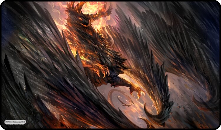 Black Crystal Dragon - Playmat Standard No Border - 24" x 14" x 1/16"