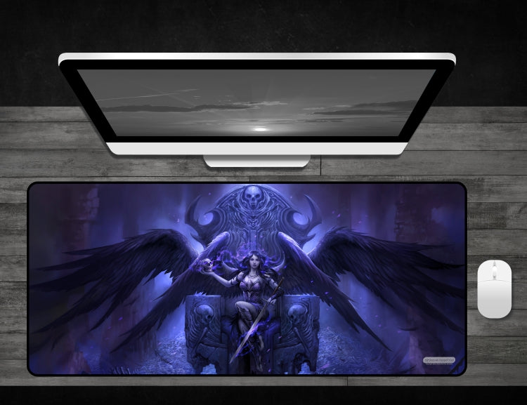 Dark Angel - Deskmat Premium Black Stitched - 32" x 14" x 1/8"