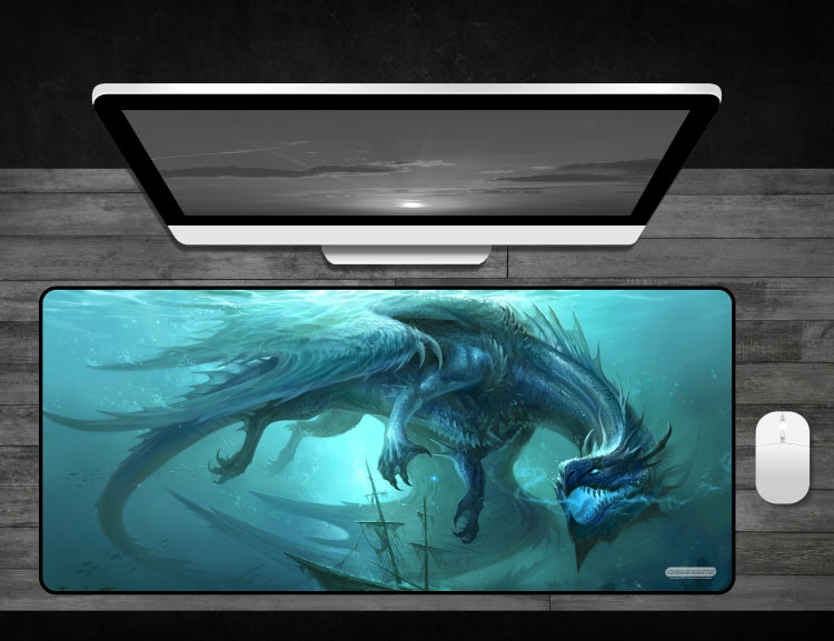 Dragon from the Depths - Deskmat Premium Black Stitched - 32" x 14" x 1/8"