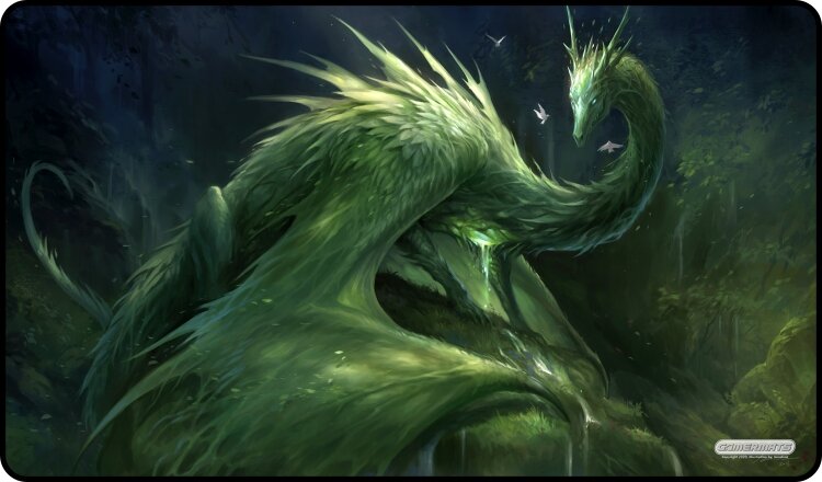 Green Crystal Dragon - Playmat Standard No Border - 24" x 14" x 1/16"