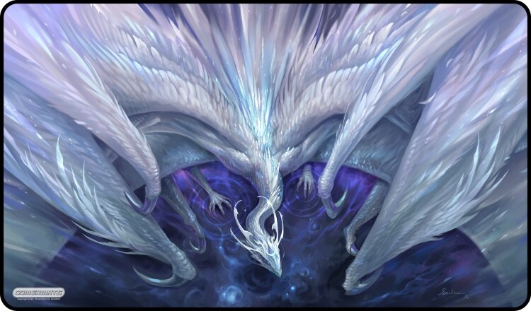 White Crystal Dragon - Playmat Standard No Border - 24" x 14" x 1/16"