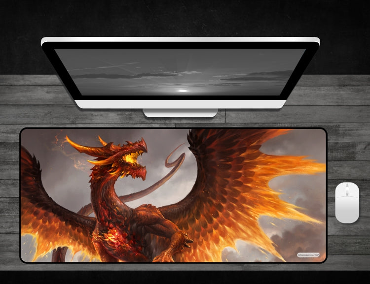 Red Crystal Dragon - Deskmat Premium Black Stitched - 32" x 14" x 1/8"